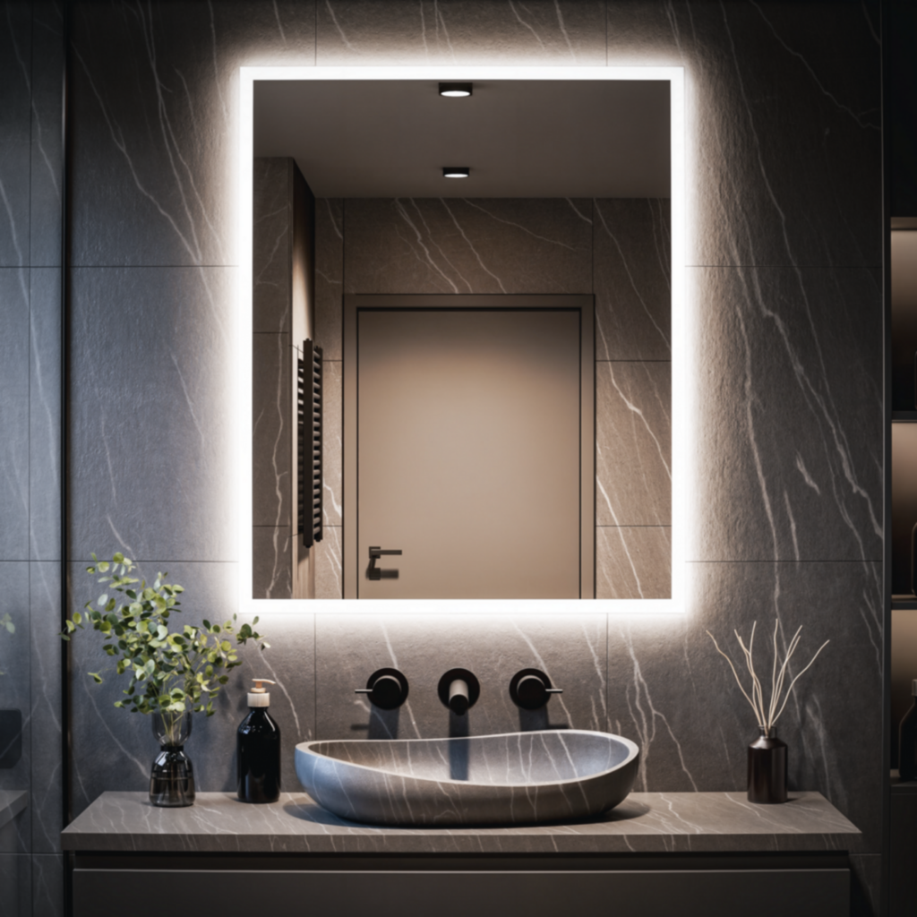 Badezimmerspiegel mit LED-Beleuchtung nach Maß – Atena