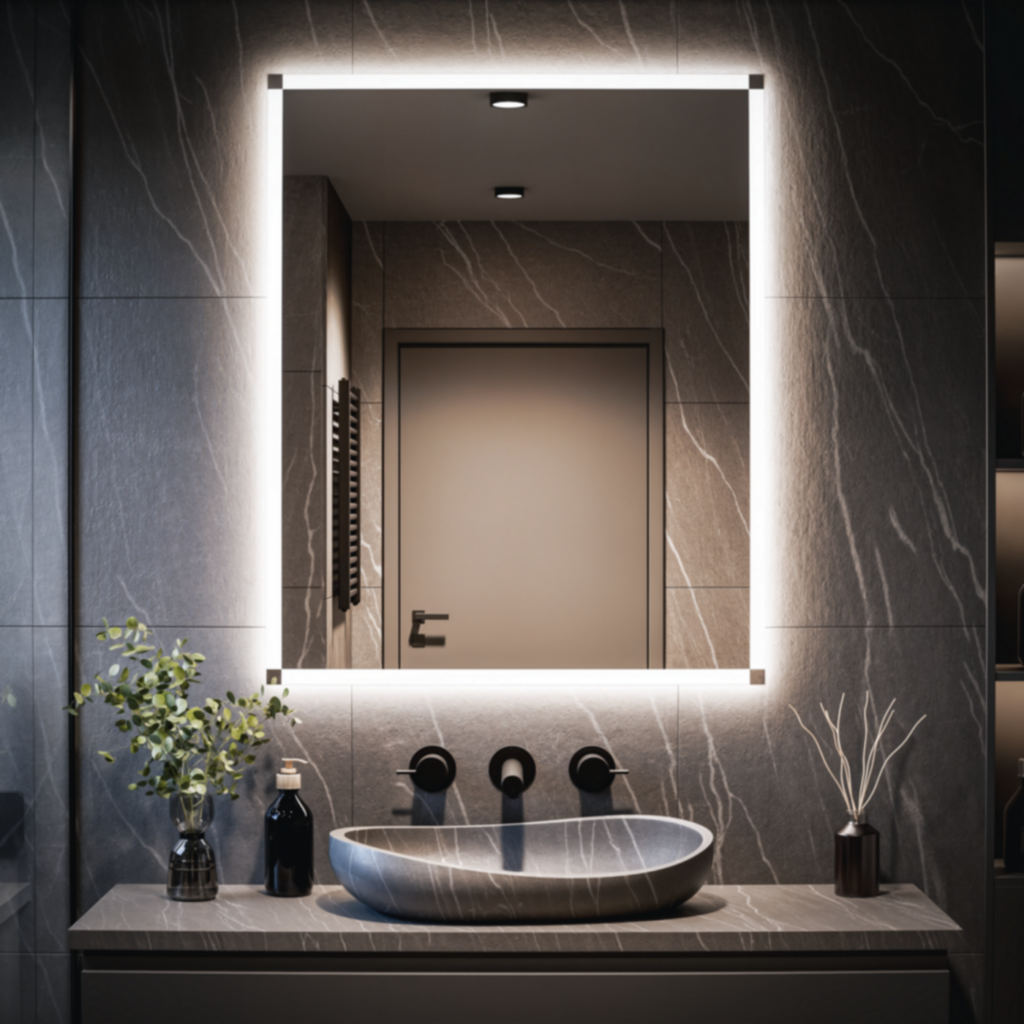 Badezimmerspiegel mit LED-Beleuchtung nach Maß – Selene